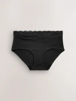 Next Midi Cotton Lace Knickers 4 Pack Black Discount