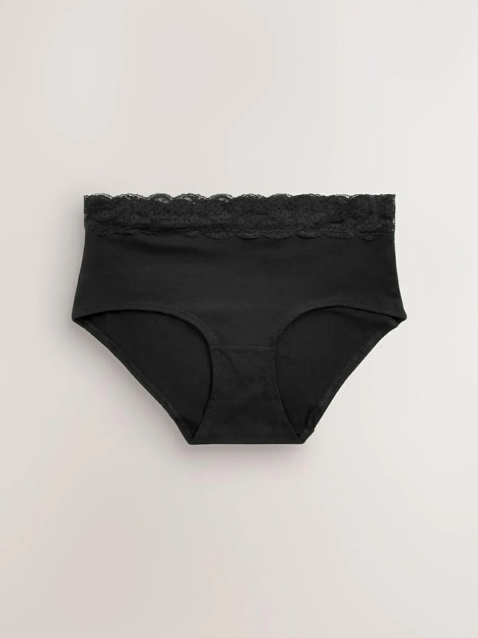 Next Midi Cotton Lace Knickers 4 Pack Black Discount