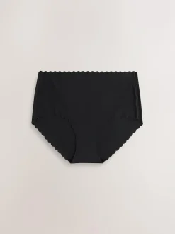 Next Midi No VPL Scallop Knickers 3 Pack Black New