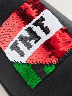 Next Black Minecraft Flippy Sequin Slipper Mules