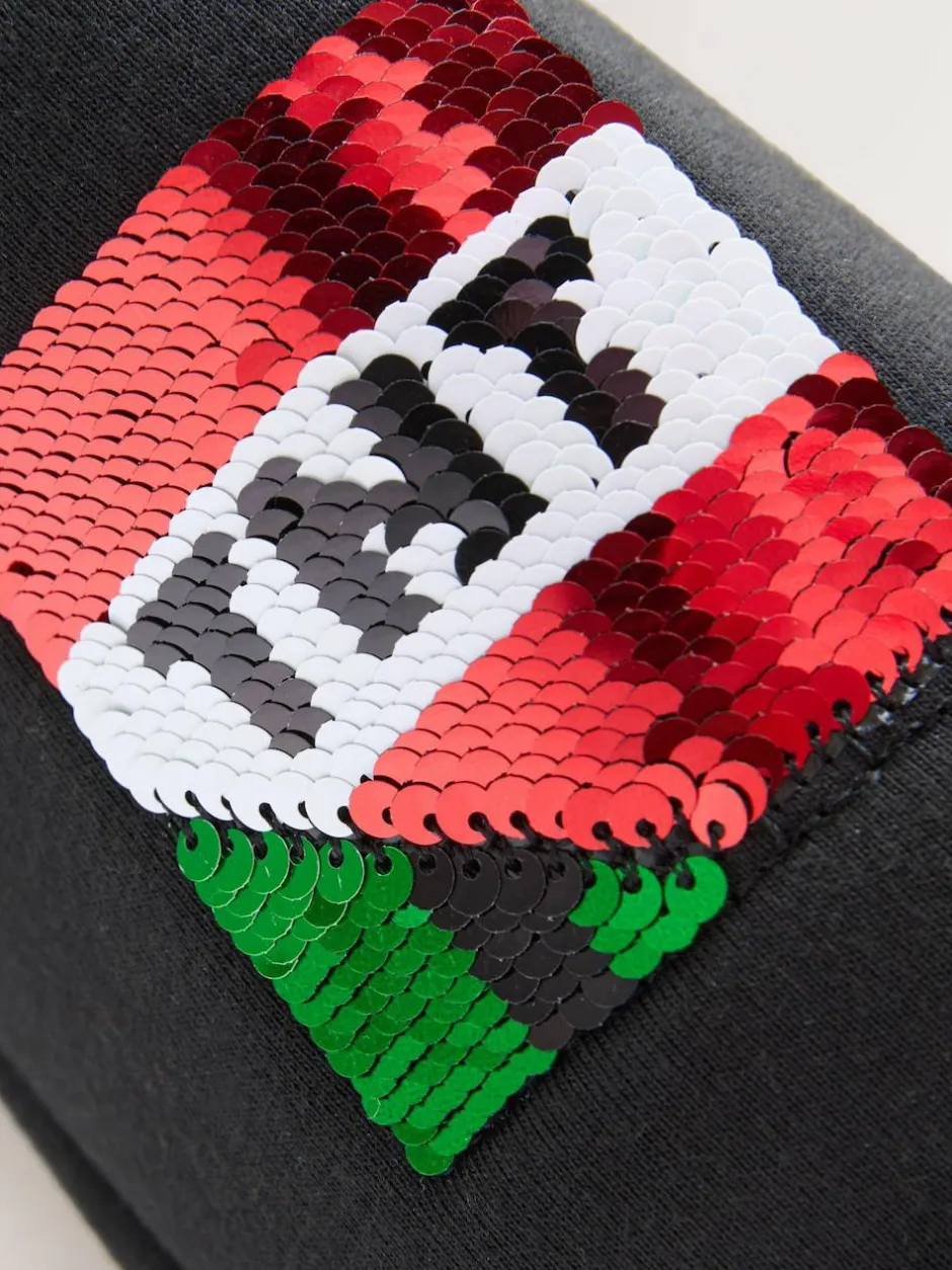 Next Black Minecraft Flippy Sequin Slipper Mules