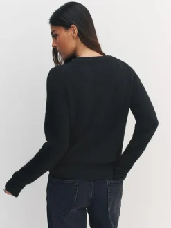 Next Black Music Cassette Long Sleeve Crew Neck Jumper With Wool New