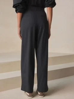 Next N. Premium Wide Leg Tailored Jersey Trousers Black Online