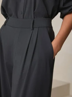 Next N. Premium Wide Leg Tailored Jersey Trousers Black Online