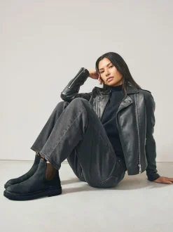 Next Forever Comfort® Round Toe Chelsea Boots Black Oiled Leather Hot