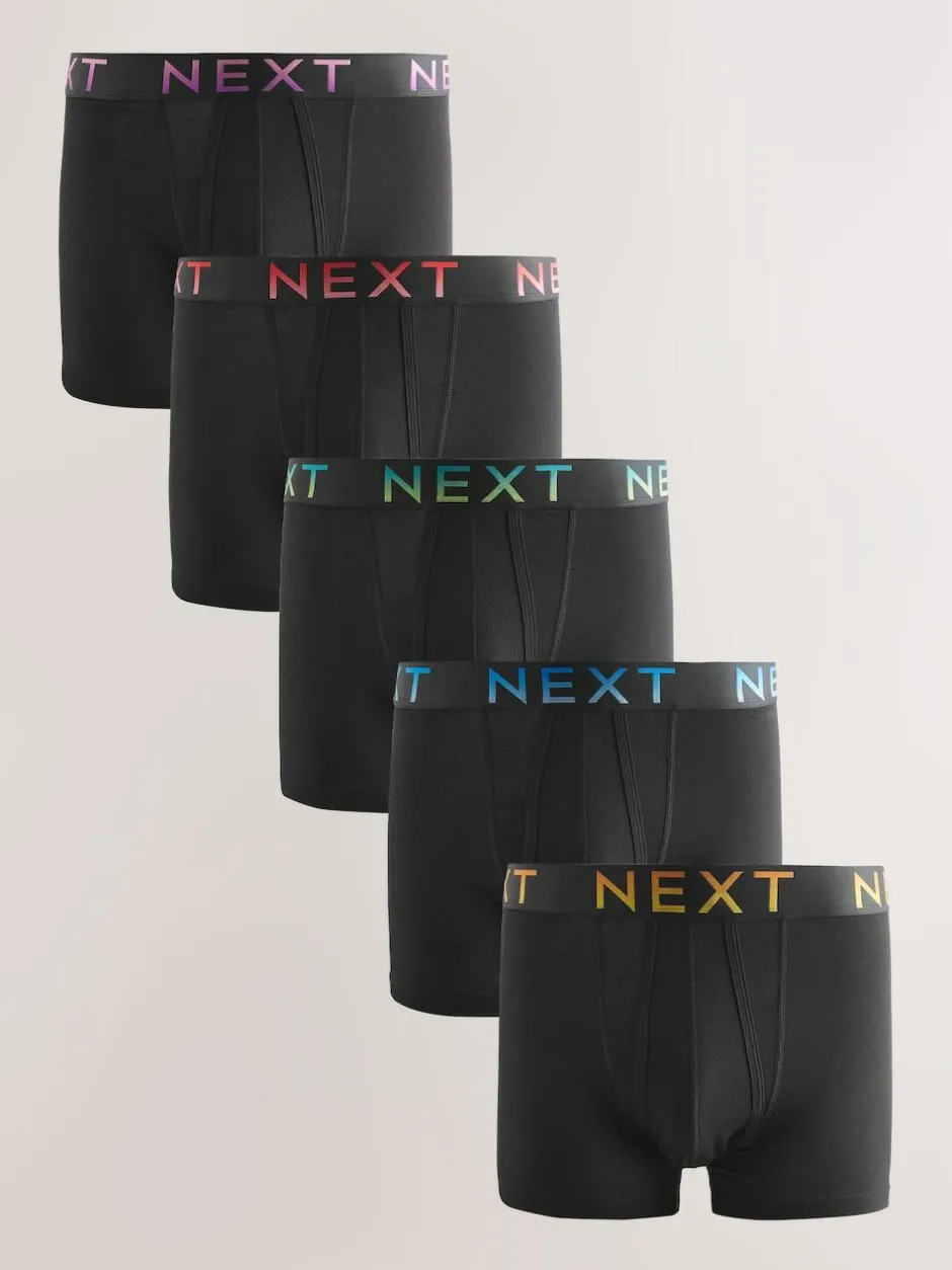 Next Black Ombre Waistband 5 Pack A-Front Cotton Rich Boxers Online