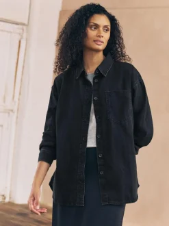 Next Black Oversize Denim Shirt Online