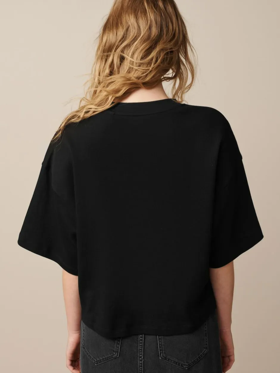 Next Black Oversized Relaxed Fit Boxy Heavyweight Crew Neck T-Shirt Outlet