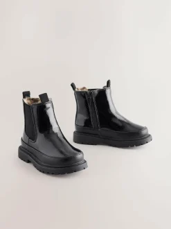 Next Chunky Chelsea Ankle Boots Black Patent Discount