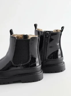 Next Chunky Chelsea Ankle Boots Black Patent Discount