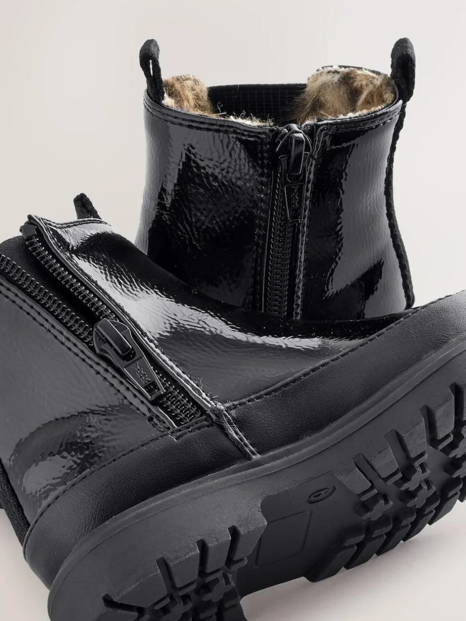 Next Chunky Chelsea Ankle Boots Black Patent Discount
