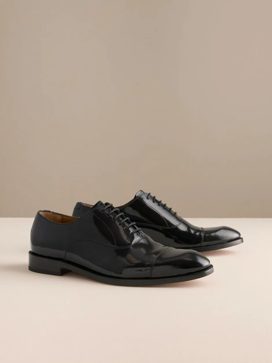 Next Black Patent Leather Oxford Toe Cap Shoes New