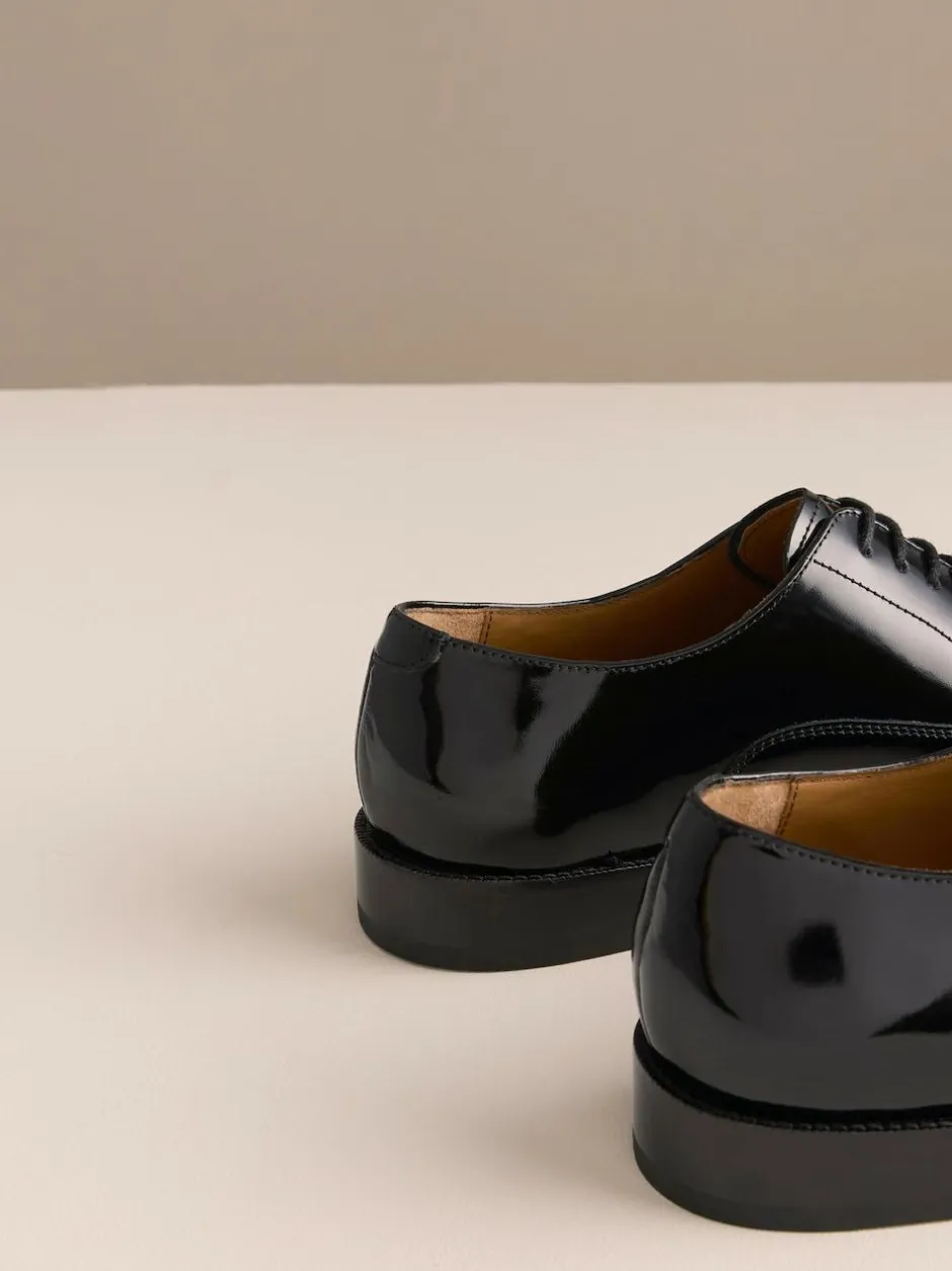 Next Black Patent Leather Oxford Toe Cap Shoes New