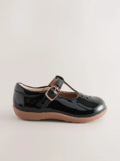 Next Standard Fit (F) First Walker T-Bar Touch Fastening Shoes Black Patent Leather Discount
