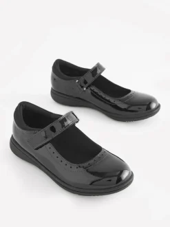 Next Black Patent Narrow Fit (E) School Leather Brogue Detail Mary Jane Shoes Online