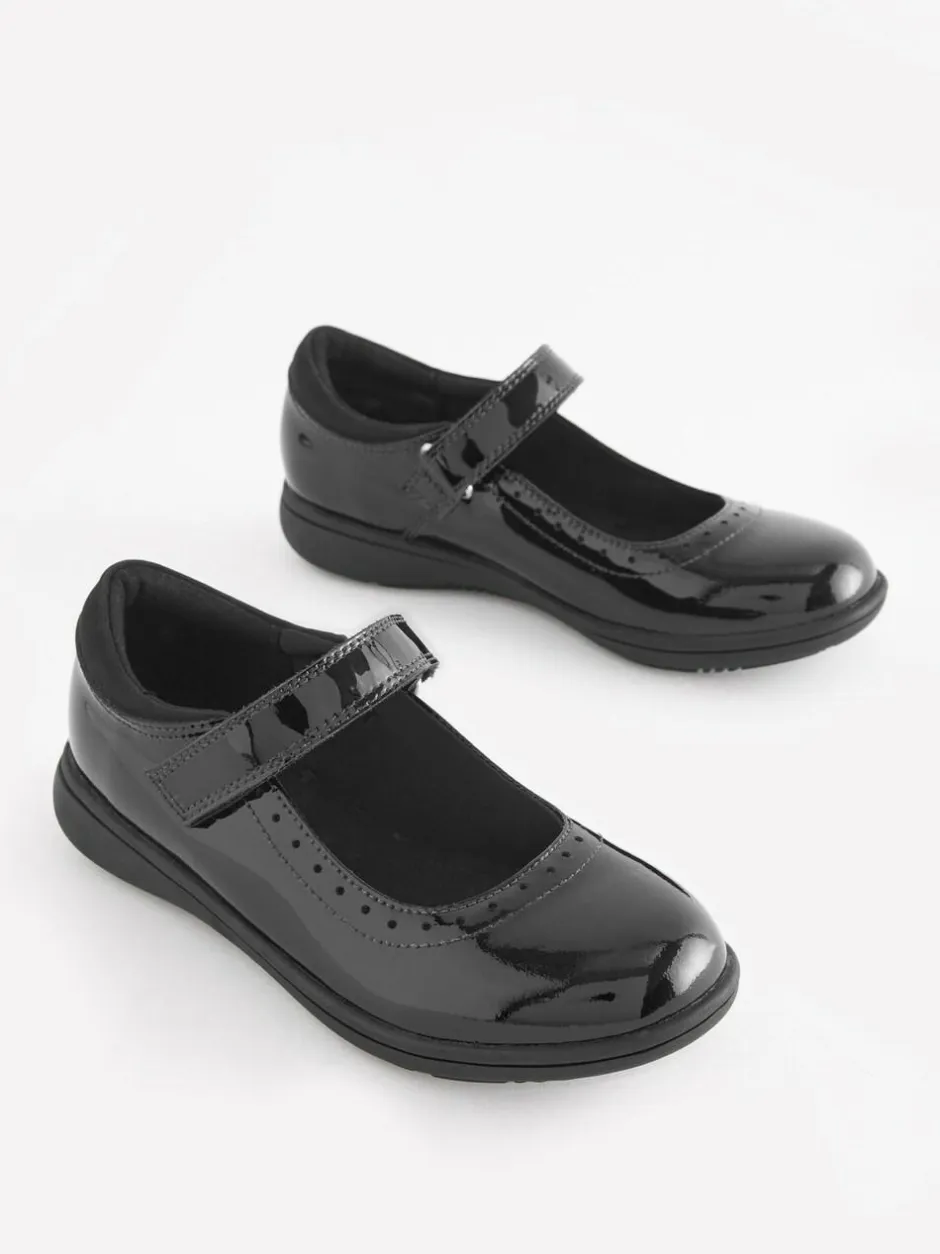 Next Black Patent Narrow Fit (E) School Leather Brogue Detail Mary Jane Shoes Online