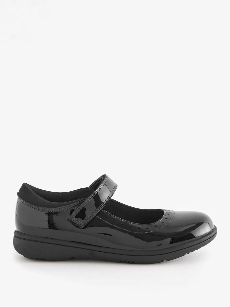 Next Black Patent Narrow Fit (E) School Leather Brogue Detail Mary Jane Shoes Online