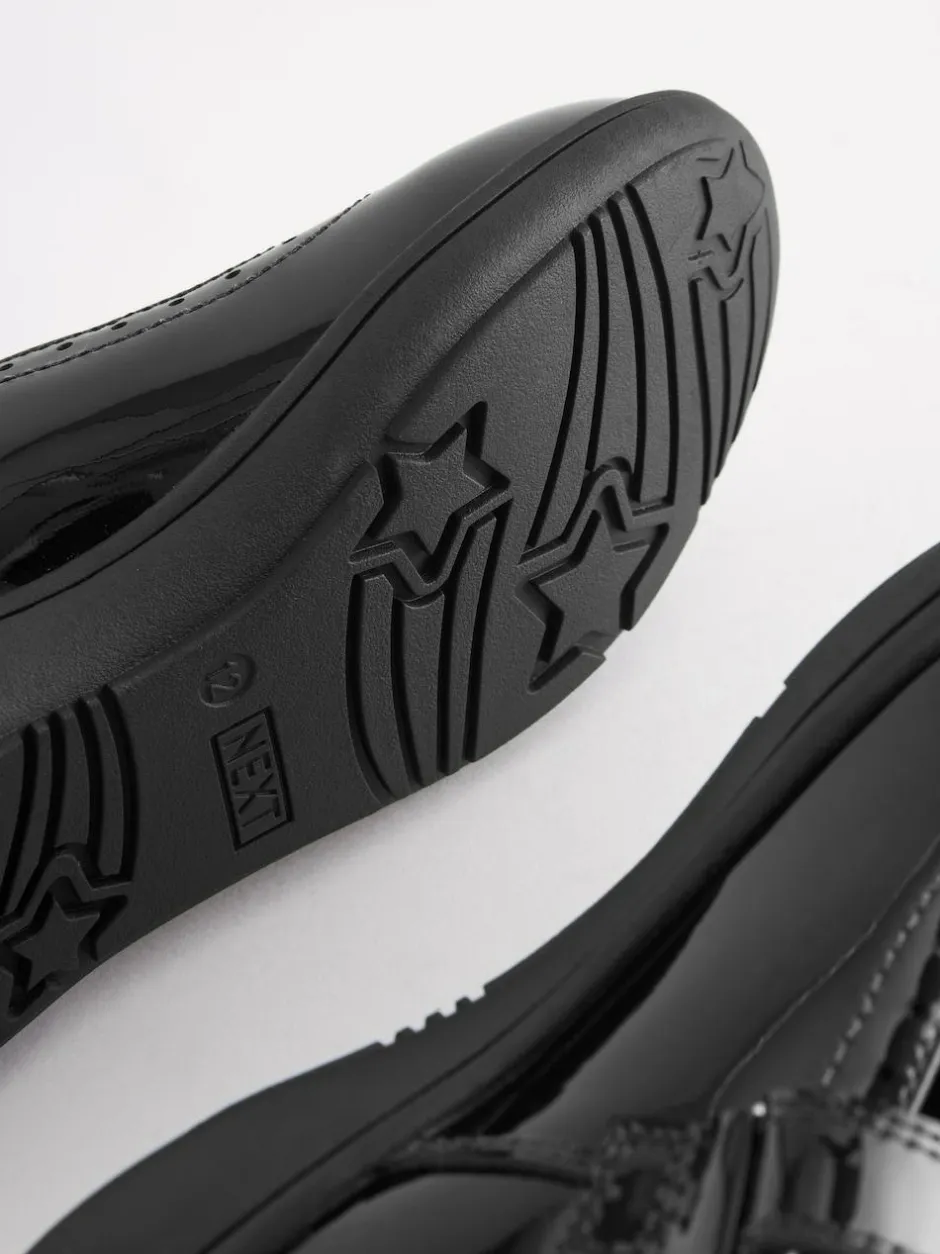 Next Black Patent Narrow Fit (E) School Leather Brogue Detail Mary Jane Shoes Online