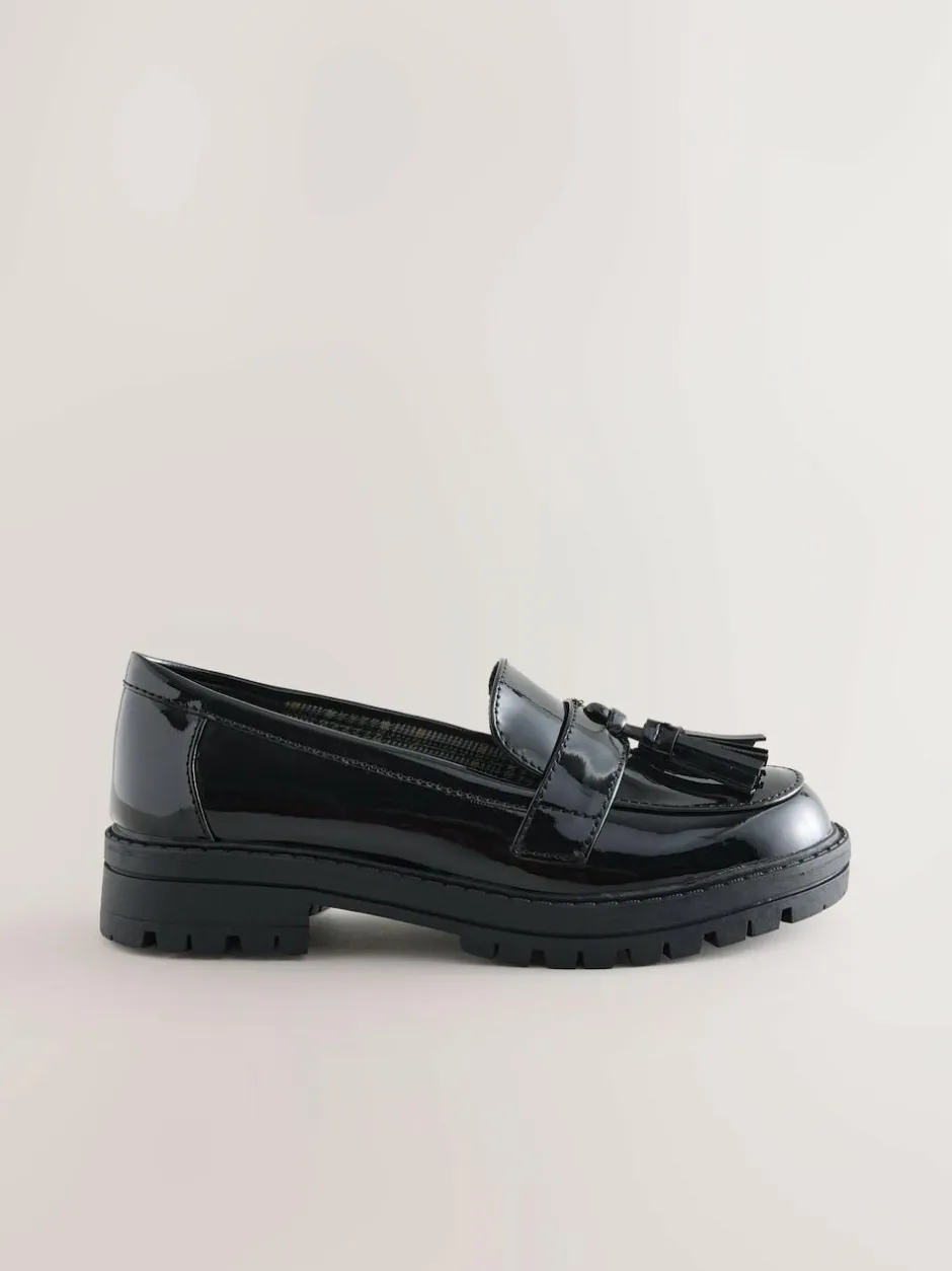 Next Black Patent School Chunky Tassel Loafers Online