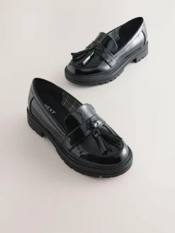 Next Black Patent School Chunky Tassel Loafers Online