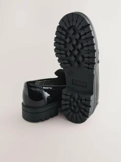 Next Black Patent School Chunky Tassel Loafers Online