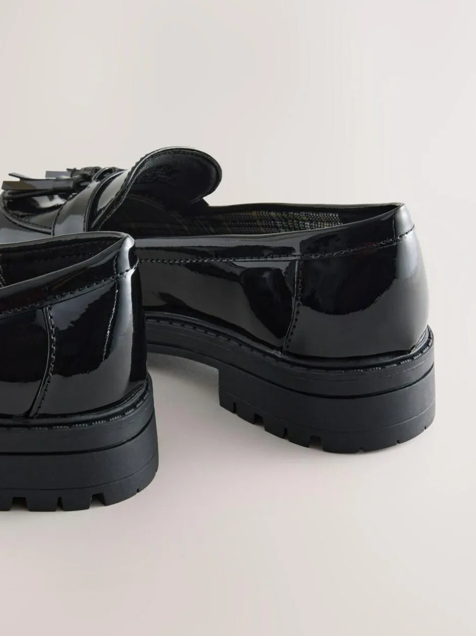 Next Black Patent School Chunky Tassel Loafers Online