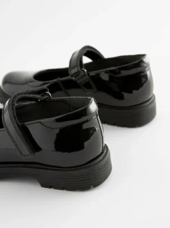 Next Black Patent Standard Fit (F) School Leather Chunky Mary Jane Shoes Hot