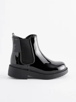 Next Standard Fit (F) Chelsea Ankle Boots Black Patent Outlet
