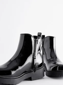 Next Standard Fit (F) Chelsea Ankle Boots Black Patent Outlet