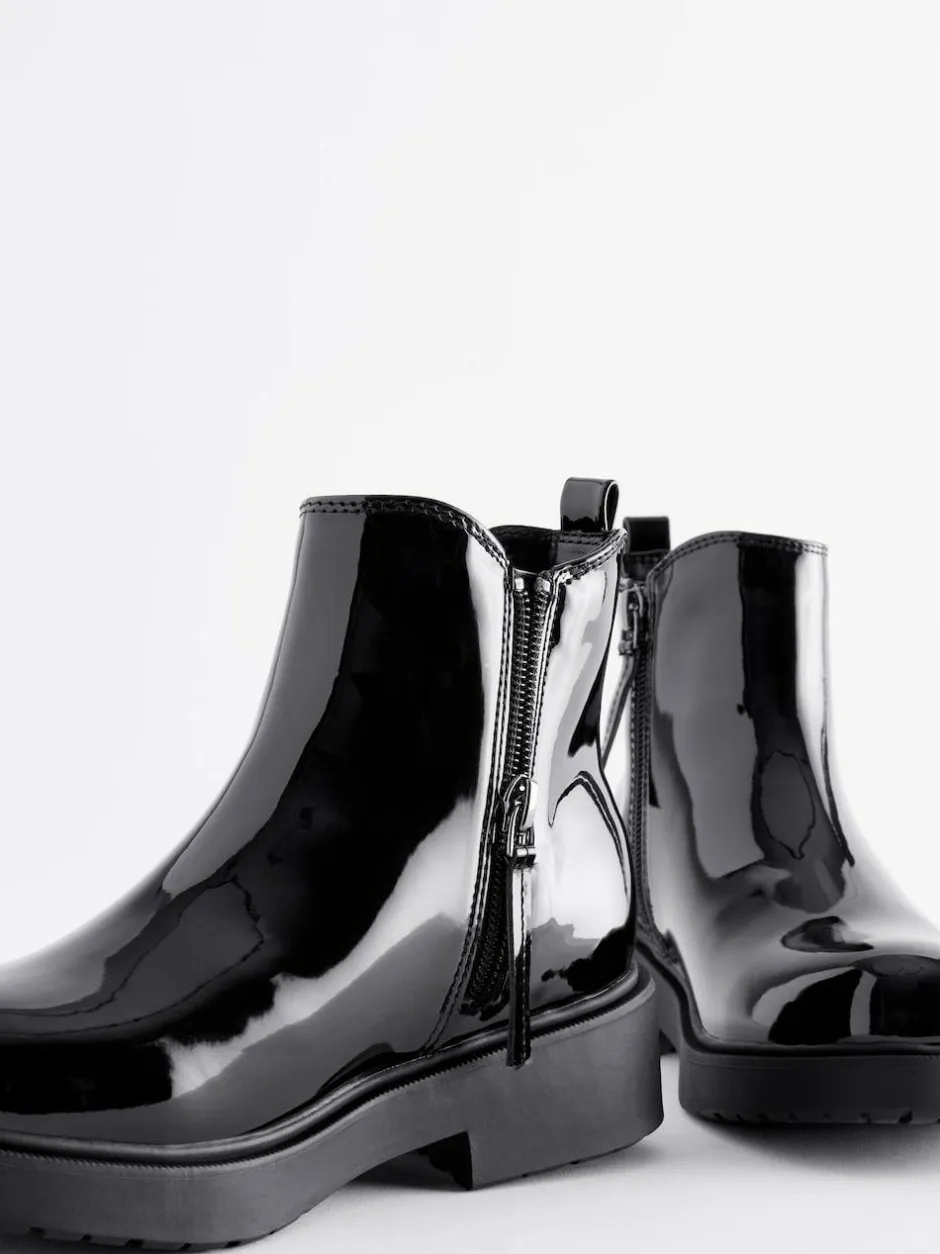 Next Standard Fit (F) Chelsea Ankle Boots Black Patent Outlet