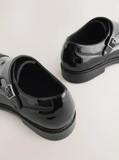 Next Black Patent Toecap Double Monk Shoes Sale