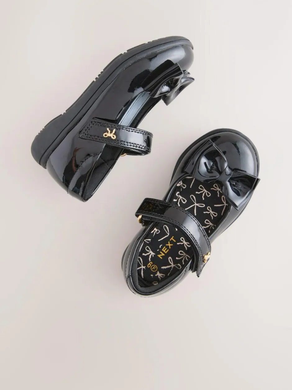 Next Black Patent Wide Fit (G) Bow Mary Jane School Shoes Best