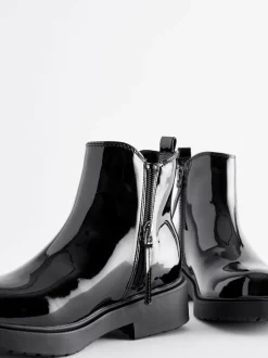 Next Wide Fit (G) Chelsea Ankle Boots Black Patent Discount