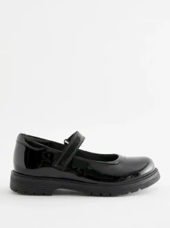 Next Black Patent Wide Fit (G) School Leather Chunky Mary Jane Shoes