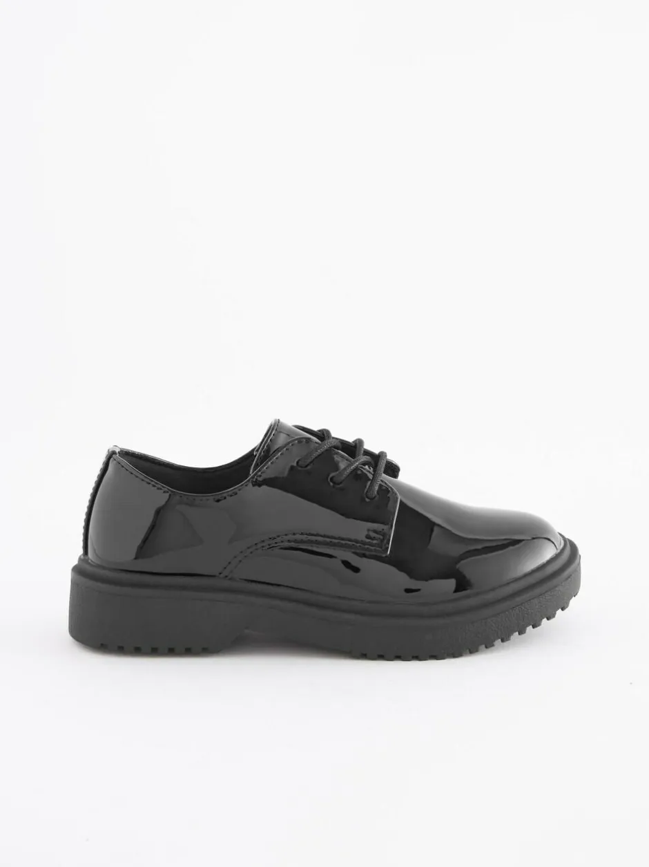 Next Black Patent Wide Fit (G) School Chunky Lace-Up Shoes Sale