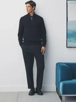Next Black Plain N.Premium Regular Fit 100% Cotton Premium Quarter Zip Jumper Online