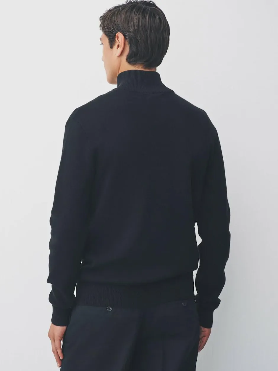 Next Black Plain N.Premium Regular Fit 100% Cotton Premium Quarter Zip Jumper Online