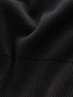 Next Black Plain N.Premium Regular Fit 100% Cotton Premium Quarter Zip Jumper Online