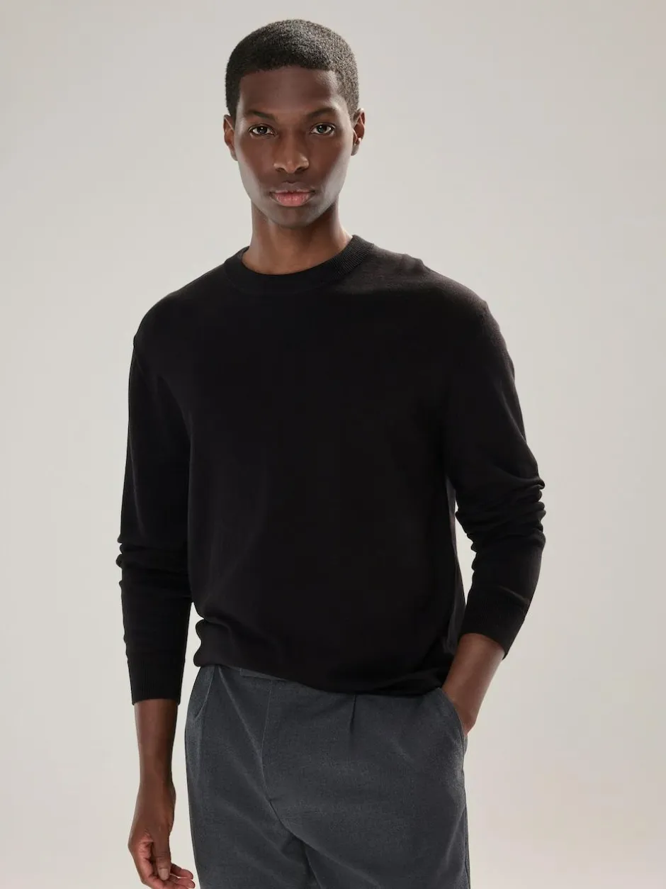 Next Plain Regular Fit Cotton Rich Crew Neck Jumper Black Discount