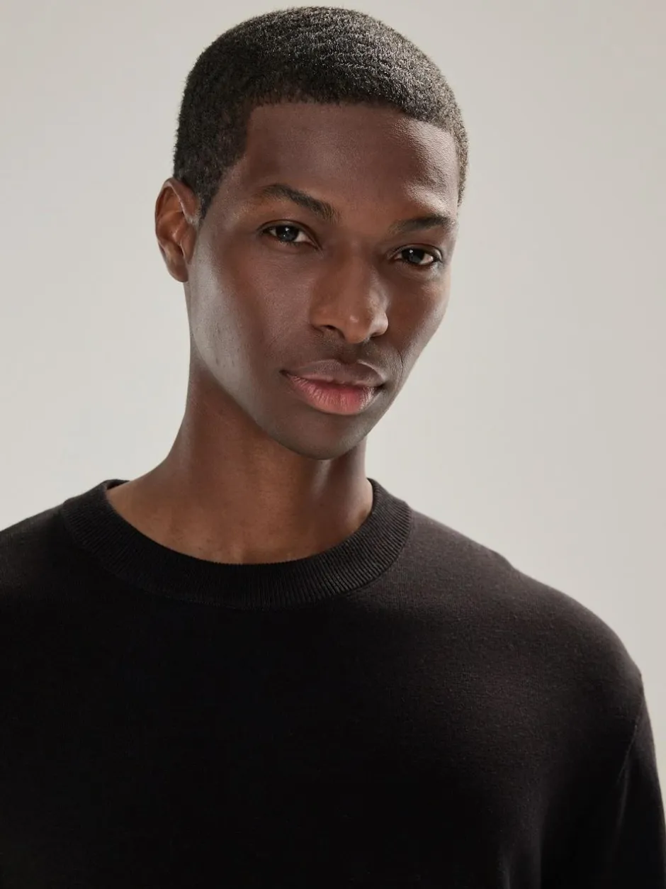 Next Plain Regular Fit Cotton Rich Crew Neck Jumper Black Discount