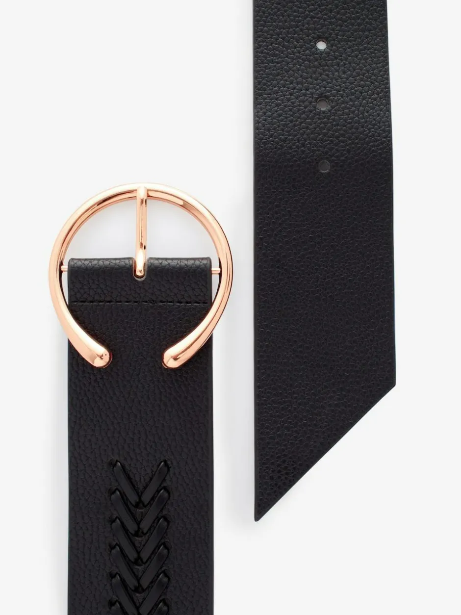 Next Plait Detail Wide Belt Black Sale