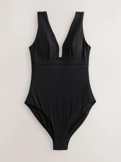 Next Black Plunge Shaping Tummy Control Swimsuit Clearance
