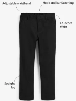 Next Plus Waist Straight Leg School Trousers (3-17yrs) Black Discount