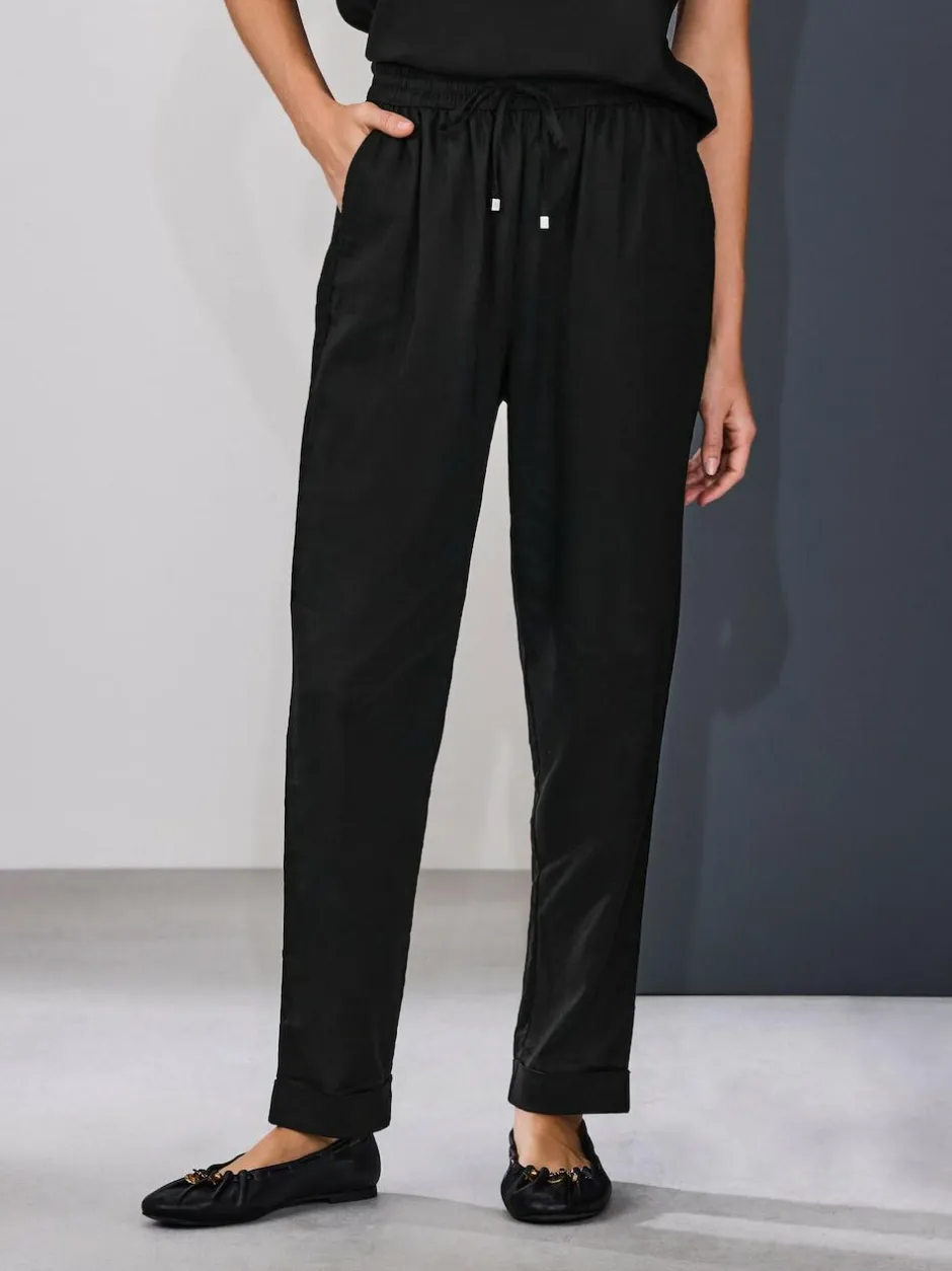 Next Pull On Tapered Trousers With Linen Black Hot