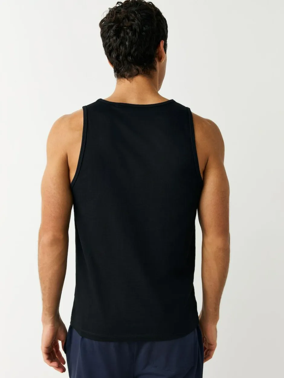 Next Pure 100% Cotton Layering Vests 2 Pack Black Clearance