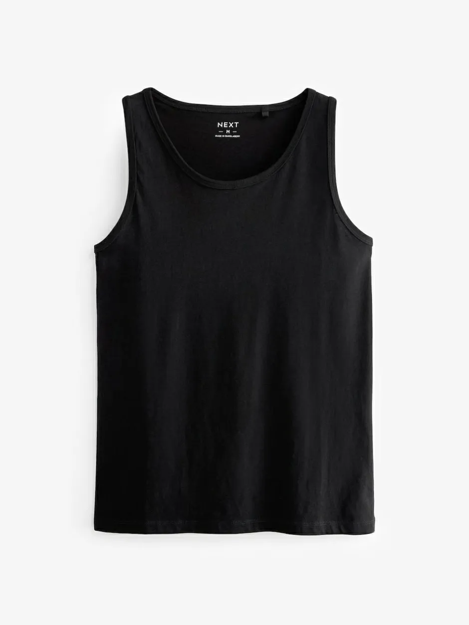 Next Pure 100% Cotton Layering Vests 2 Pack Black Clearance