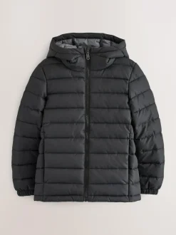 Next Black Quilted Midweight Hooded Jacket (3-16yrs) Outlet