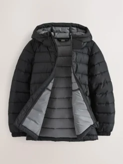 Next Black Quilted Midweight Hooded Jacket (3-16yrs) Outlet