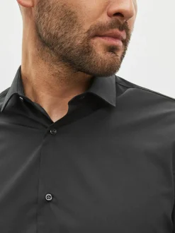 Next Regular Fit Easy Care Double Cuff Smart Shirt Black Clearance