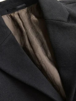Next Regular Fit Epsom Overcoat with Wool Black Discount